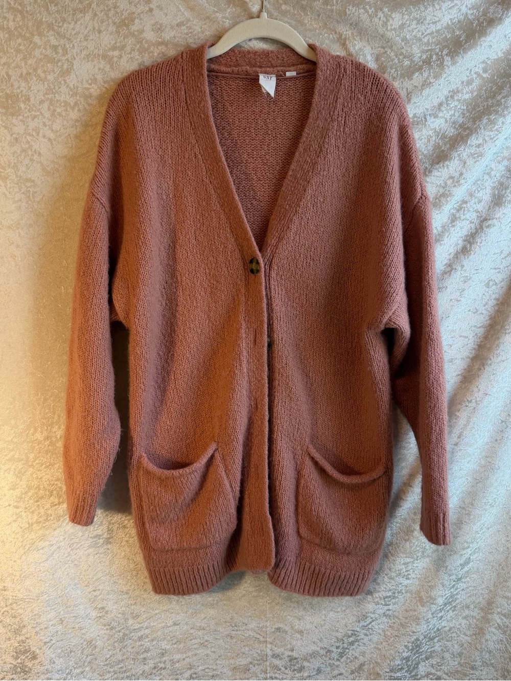 GAP Wool Blend Oversized Longline Cardigan Dusty Rose Pink Size S